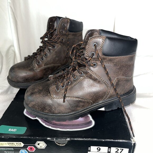 Brahma Enduro Pro Men\'s Brown Steel Toe Lace Up Work Boots Size 9 MNBR0340100 main image 7